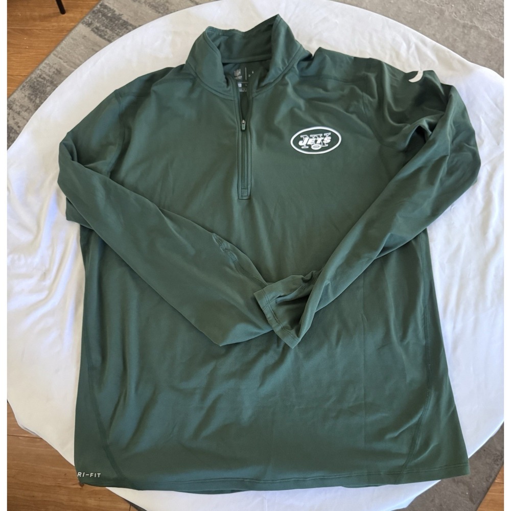 NWOT New York Jets Sweater Mens 1/4 Zip Pullover Warm Up Dri Fit Nike Sz L